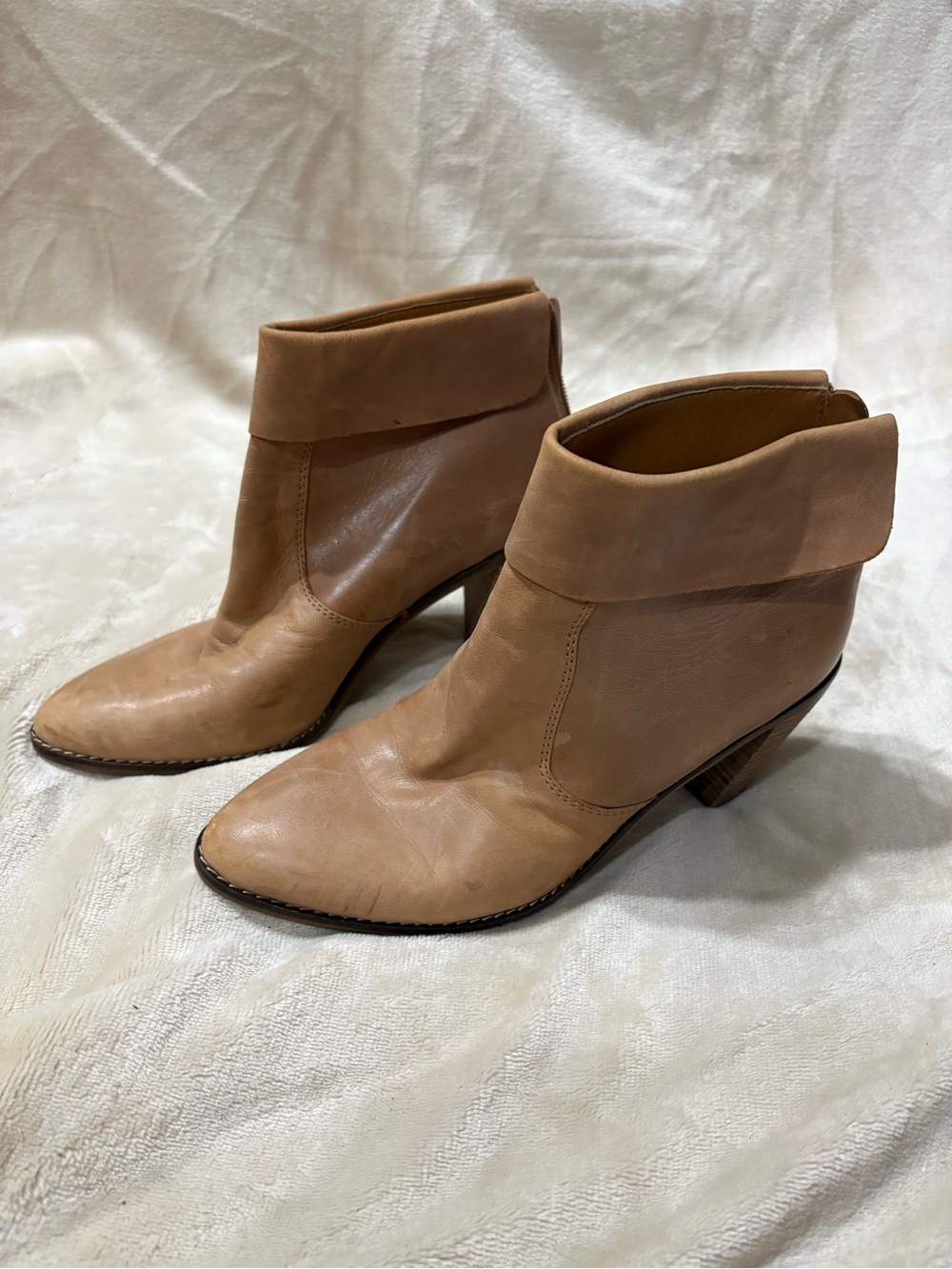 Lucky Brand Fold-Over Ankle Booties in Tan
